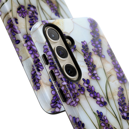 Floral Phone Case With Lavender in Stained Glass Motif