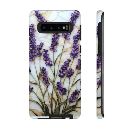 Floral Phone Case With Lavender in Stained Glass Motif