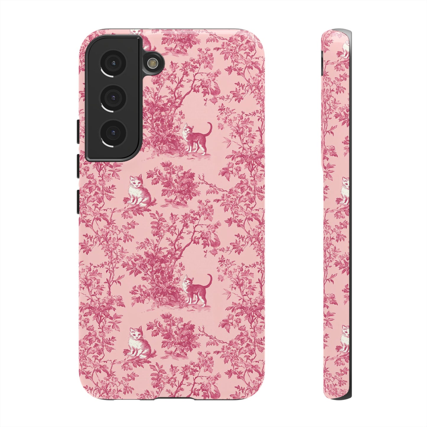 Tough Phone Cases - Cats in Pink Toile De Joyu Motif