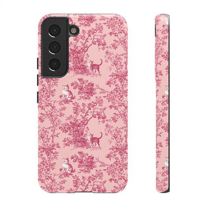 Tough Phone Cases - Cats in Pink Toile De Joyu Motif