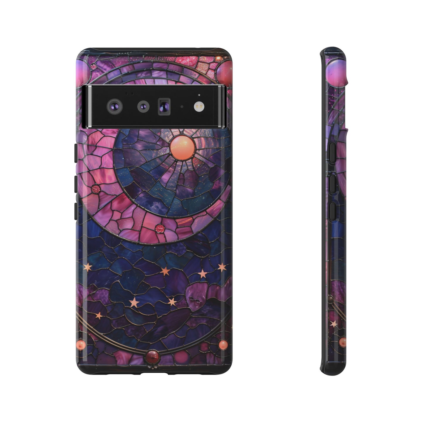 Pink Moon Tough Phone Cases in  Stained Glass Design