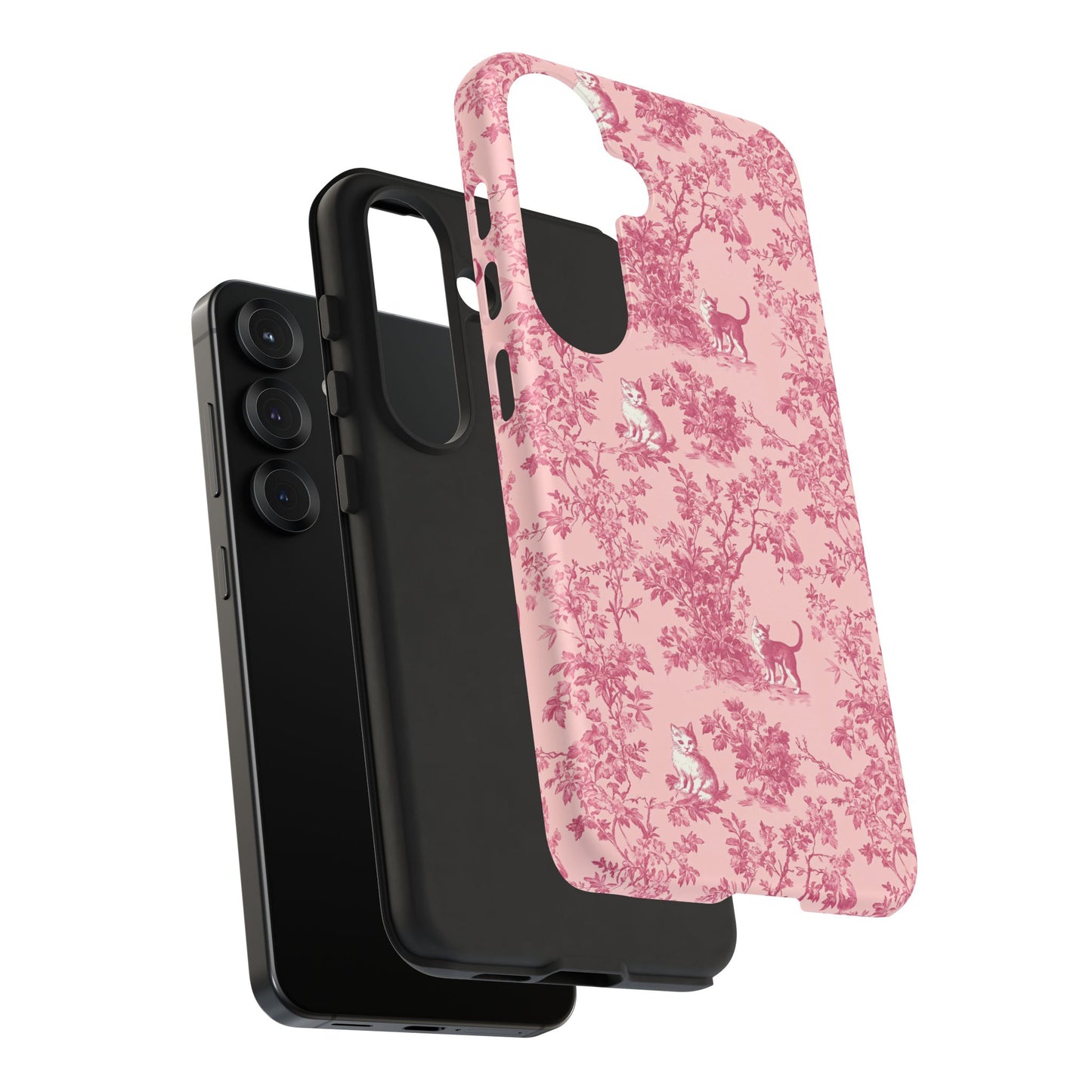Tough Phone Cases - Cats in Pink Toile De Joyu Motif