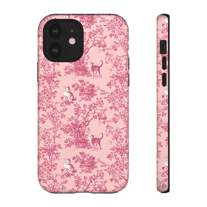 Tough Phone Cases - Cats in Pink Toile De Joyu Motif