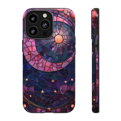 Pink Moon Tough Phone Cases in  Stained Glass Design