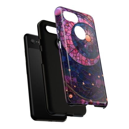 Pink Moon Tough Phone Cases in  Stained Glass Design