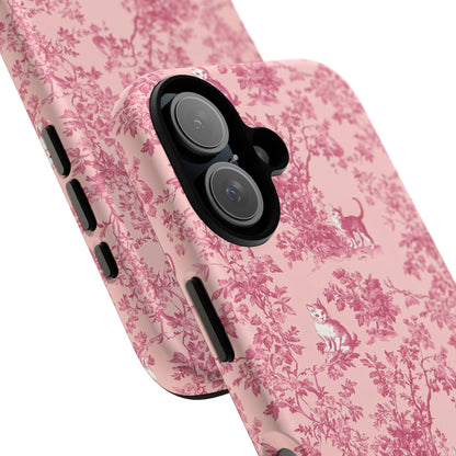Tough Phone Cases - Cats in Pink Toile De Joyu Motif