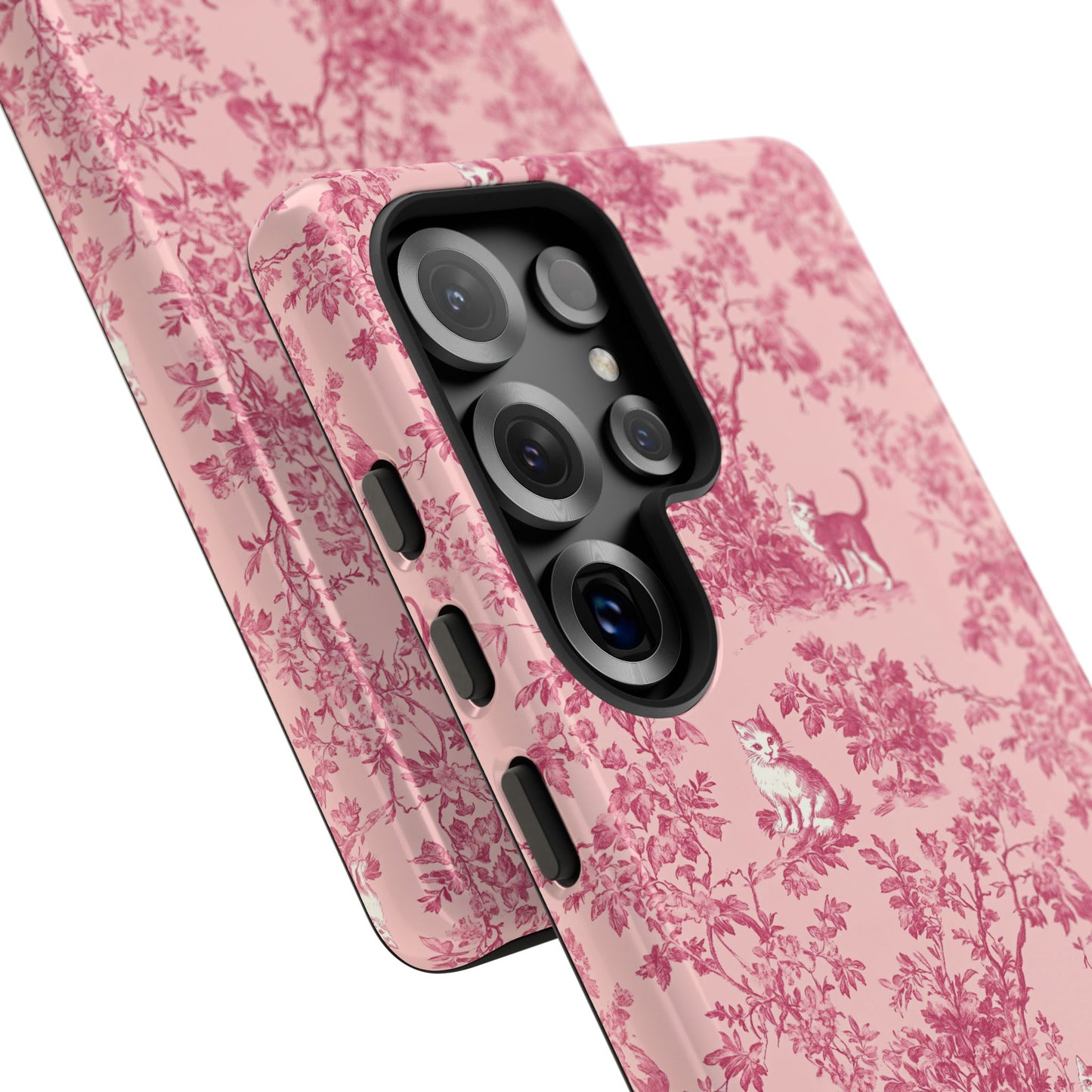 Tough Phone Cases - Cats in Pink Toile De Joyu Motif
