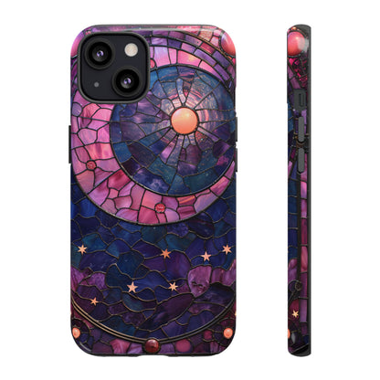 Pink Moon Tough Phone Cases in  Stained Glass Design