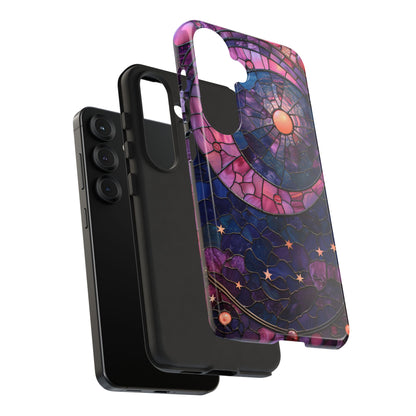 Pink Moon Tough Phone Cases in  Stained Glass Design