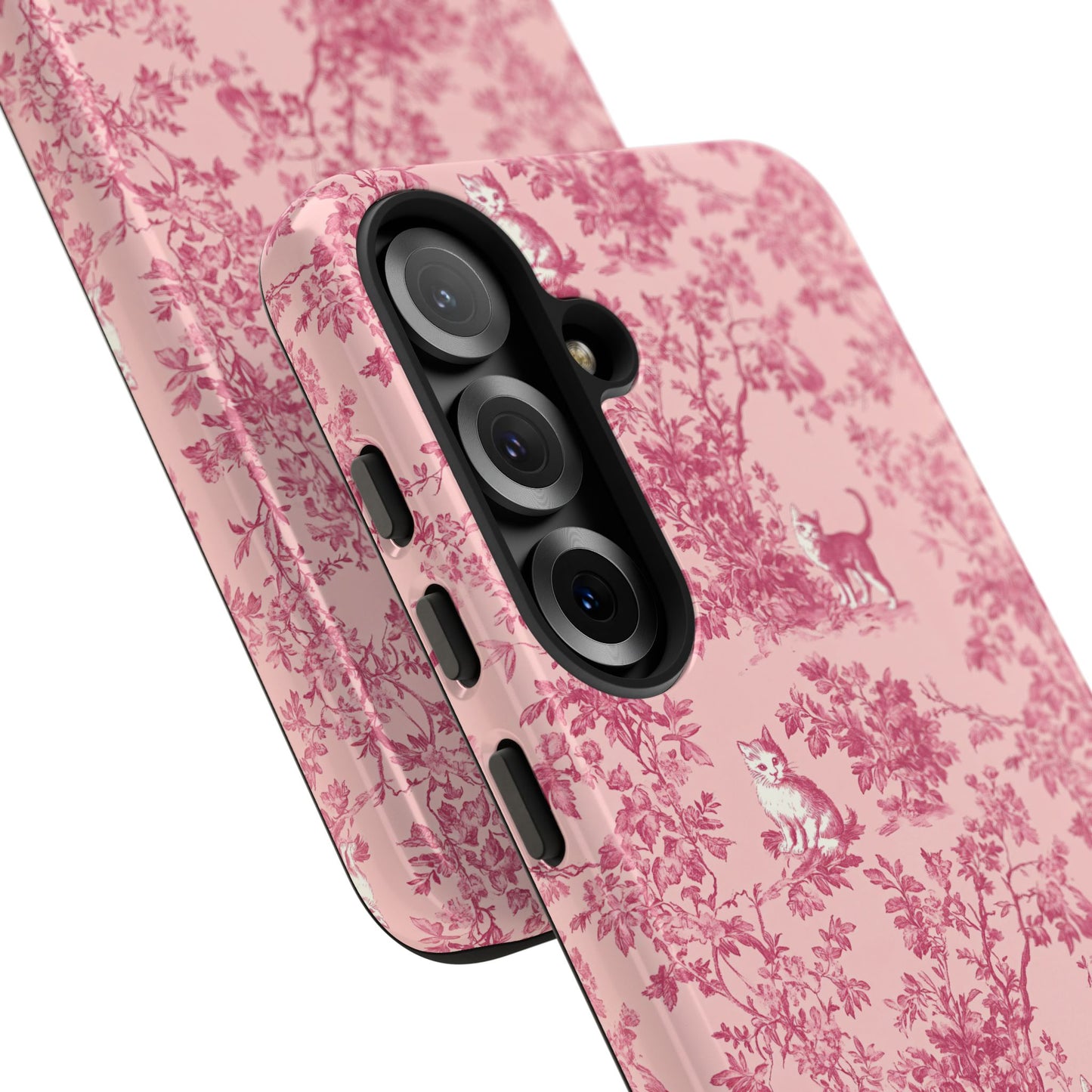 Tough Phone Cases - Cats in Pink Toile De Joyu Motif