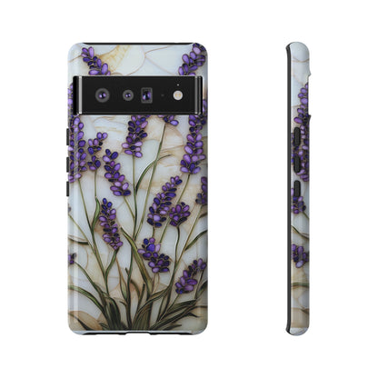 Floral Phone Case With Lavender in Stained Glass Motif