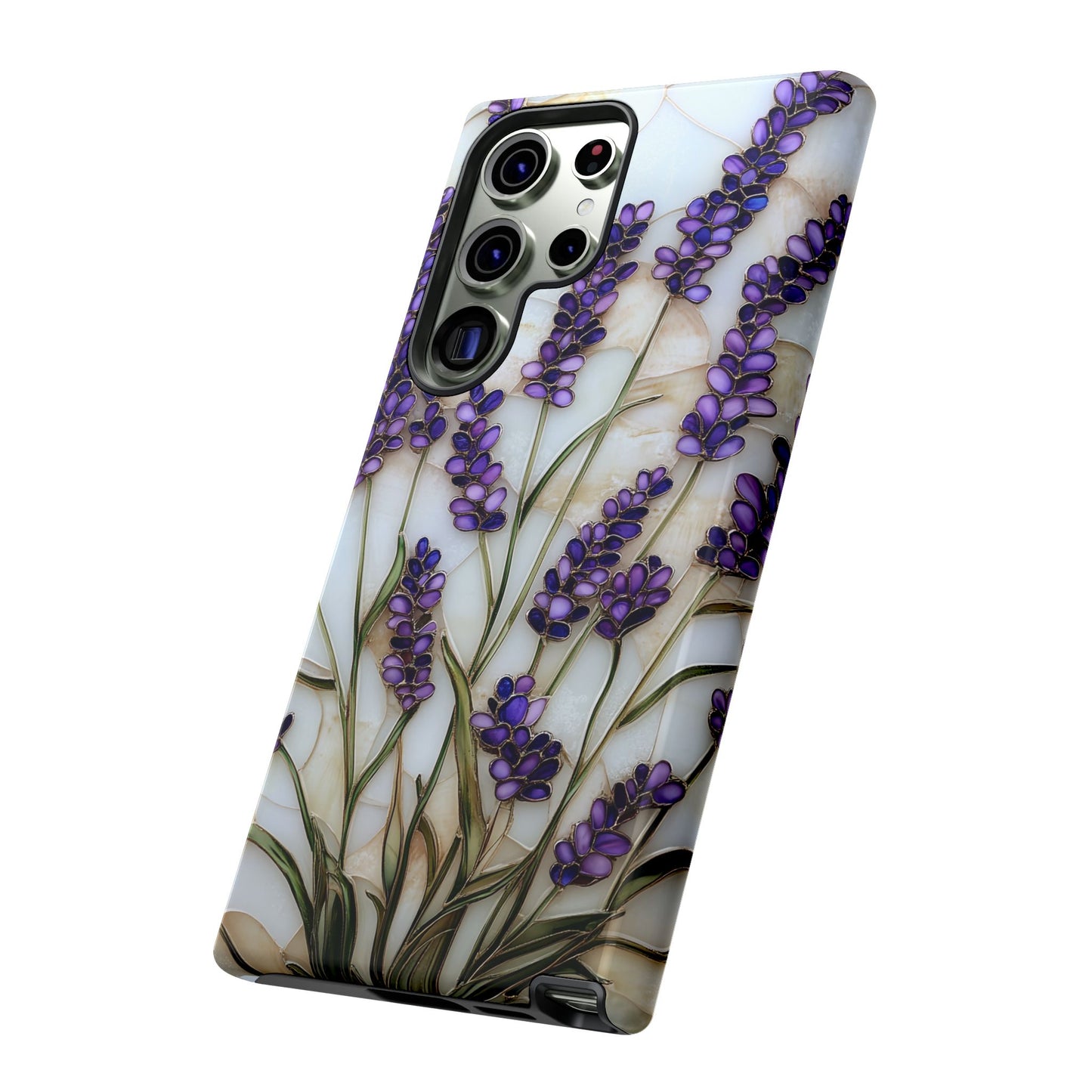 Floral Phone Case With Lavender in Stained Glass Motif