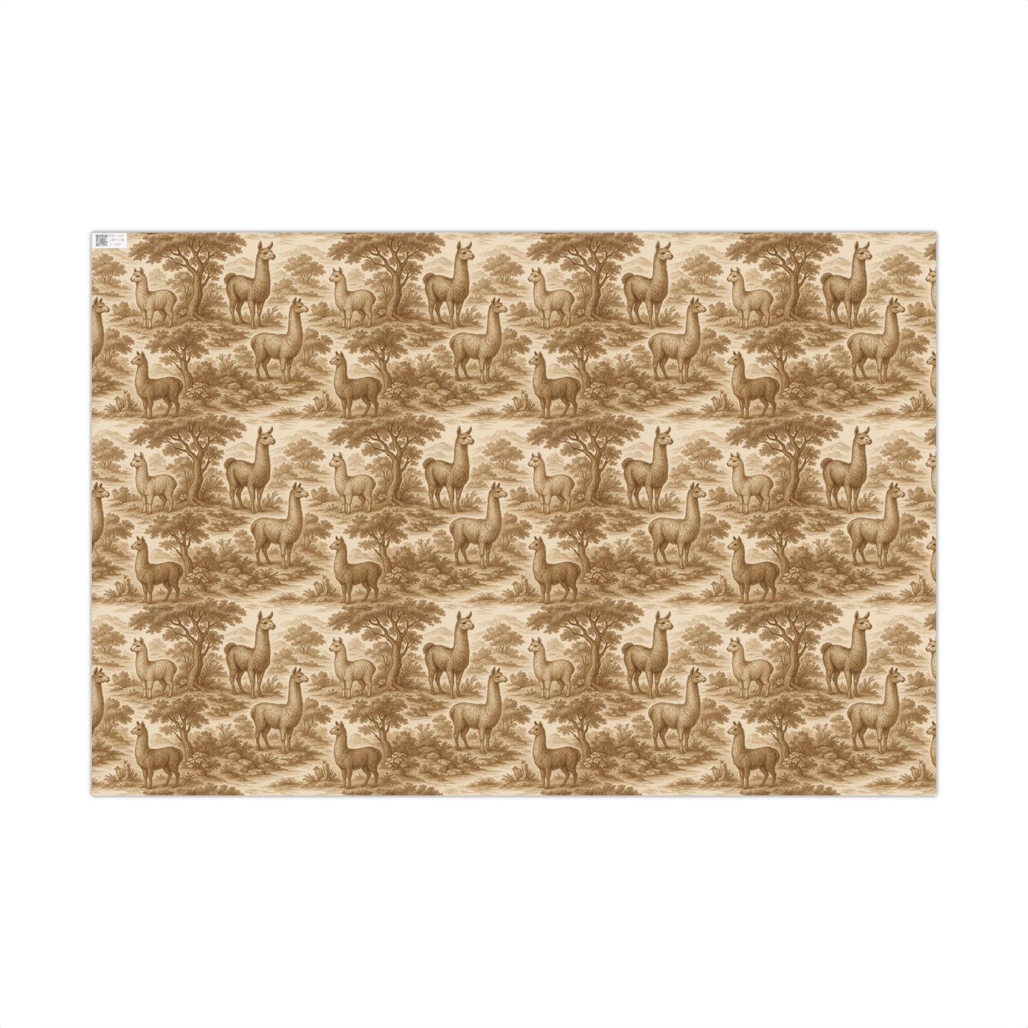Toile De Joyu Gift Wrapping Paper With Llamas, Vintage Style Alpacas Present Wraps