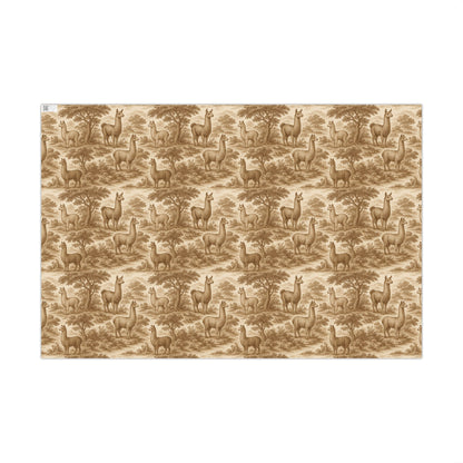 Toile De Joyu Gift Wrapping Paper With Llamas, Vintage Style Alpacas Present Wraps