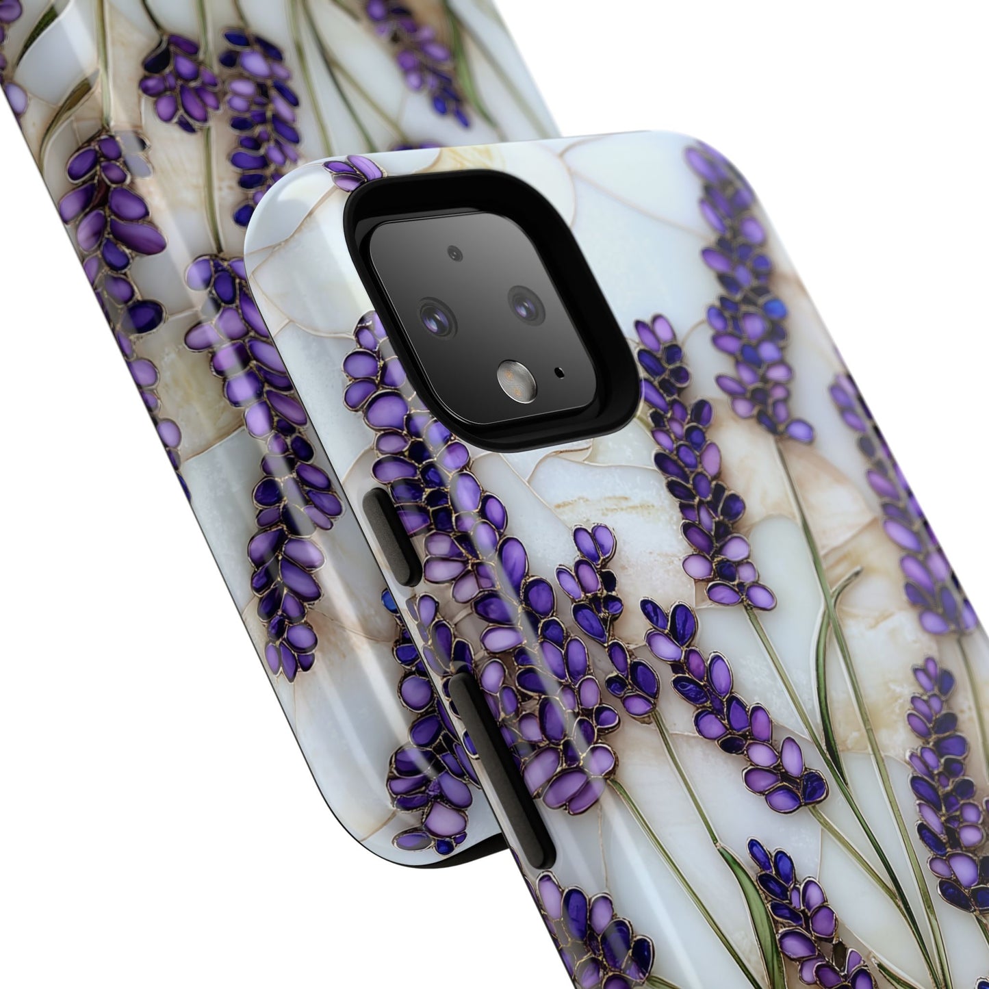 Floral Phone Case With Lavender in Stained Glass Motif