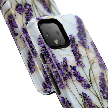 Floral Phone Case With Lavender in Stained Glass Motif