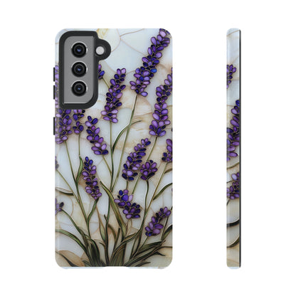 Floral Phone Case With Lavender in Stained Glass Motif