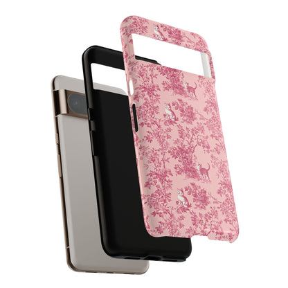 Tough Phone Cases - Cats in Pink Toile De Joyu Motif