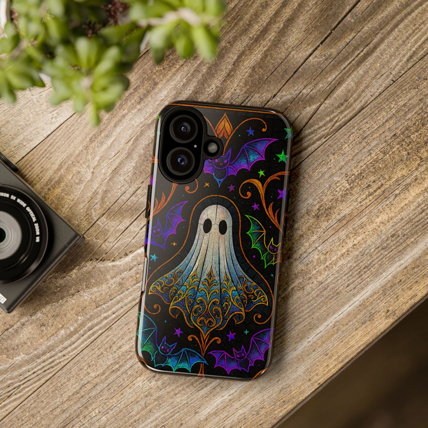 Spooky Cute Ghost Phone Cases - Adorable Neon Bats