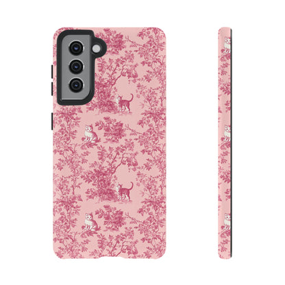 Tough Phone Cases - Cats in Pink Toile De Joyu Motif