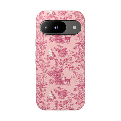 Tough Phone Cases - Cats in Pink Toile De Joyu Motif