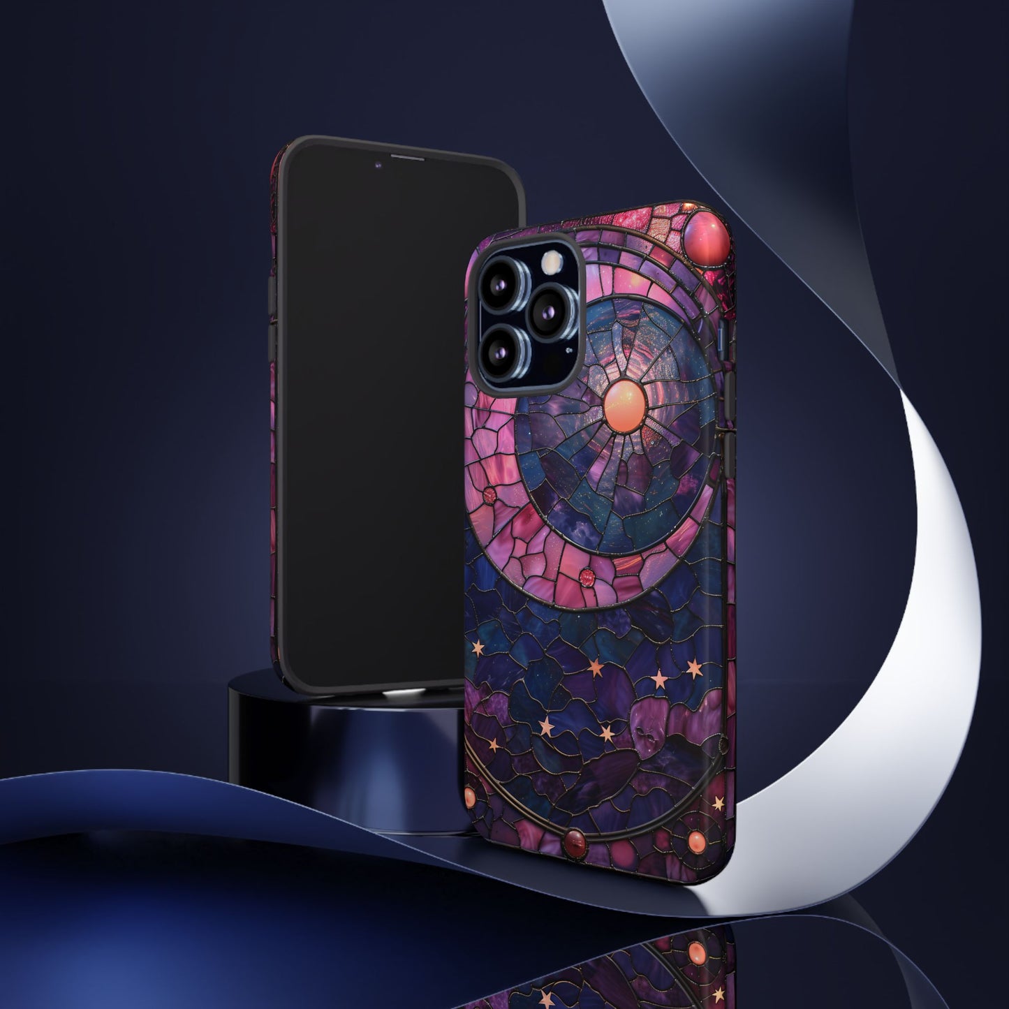 Pink Moon Tough Phone Cases in  Stained Glass Design