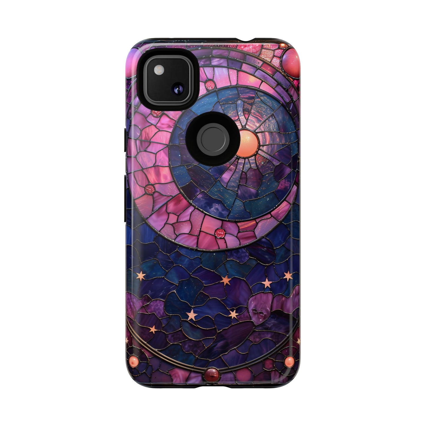 Pink Moon Tough Phone Cases in  Stained Glass Design