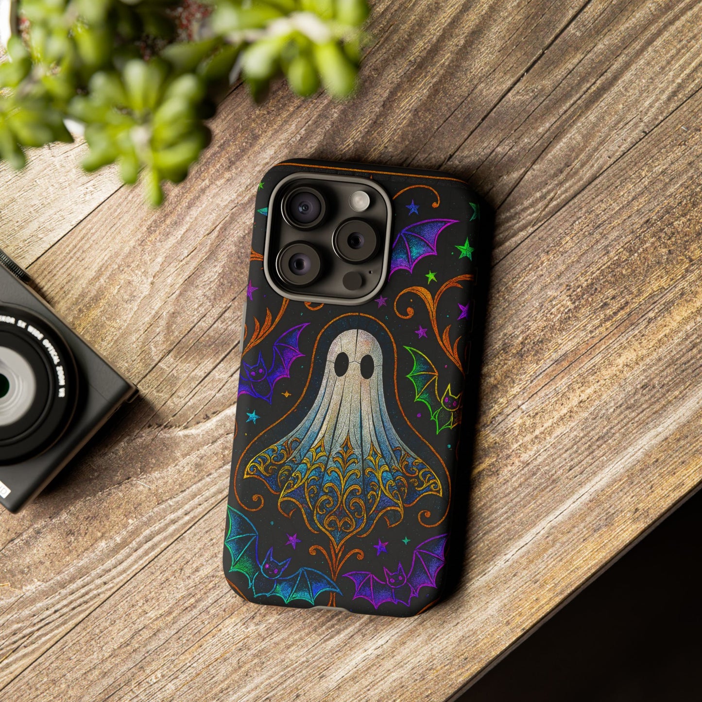 Spooky Cute Ghost Phone Cases - Adorable Neon Bats
