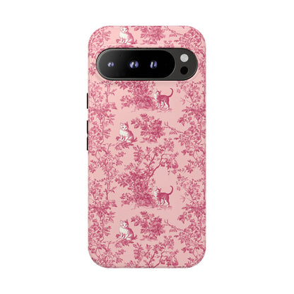 Tough Phone Cases - Cats in Pink Toile De Joyu Motif
