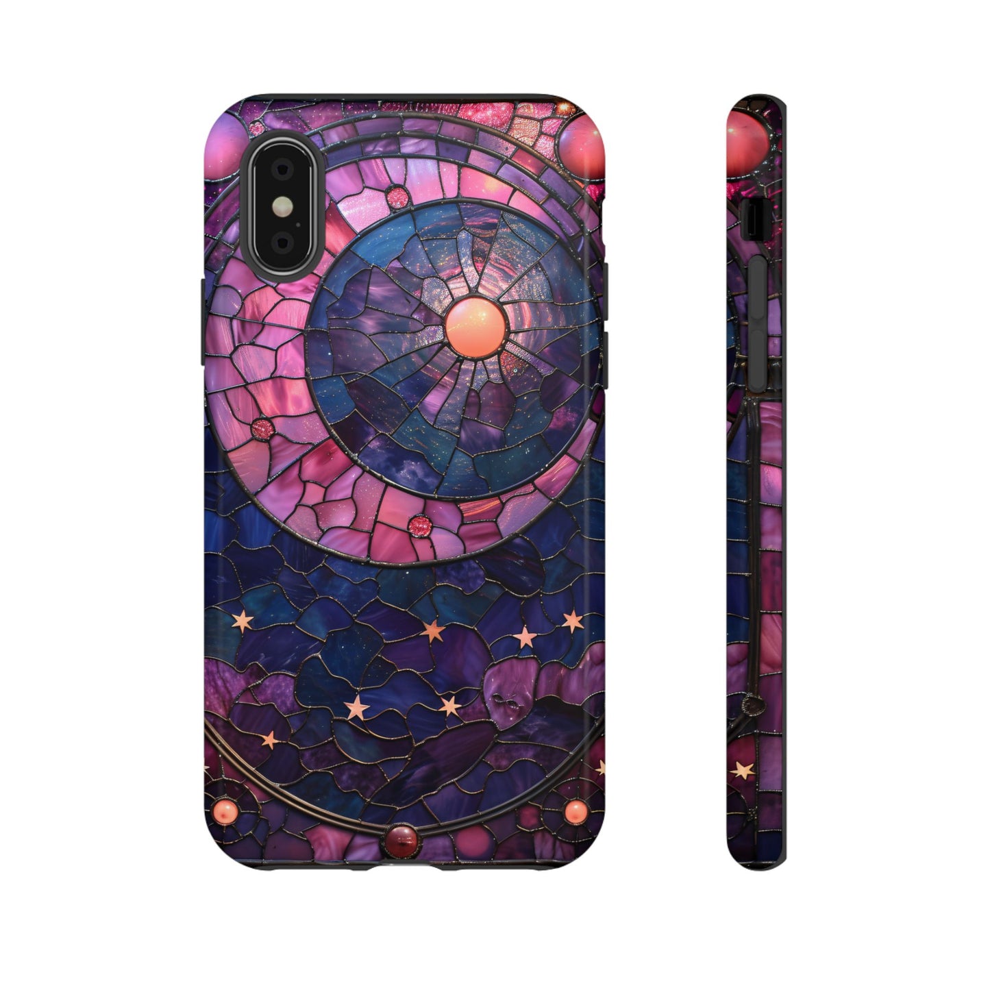 Pink Moon Tough Phone Cases in  Stained Glass Design