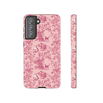 Tough Phone Cases - Cats in Pink Toile De Joyu Motif