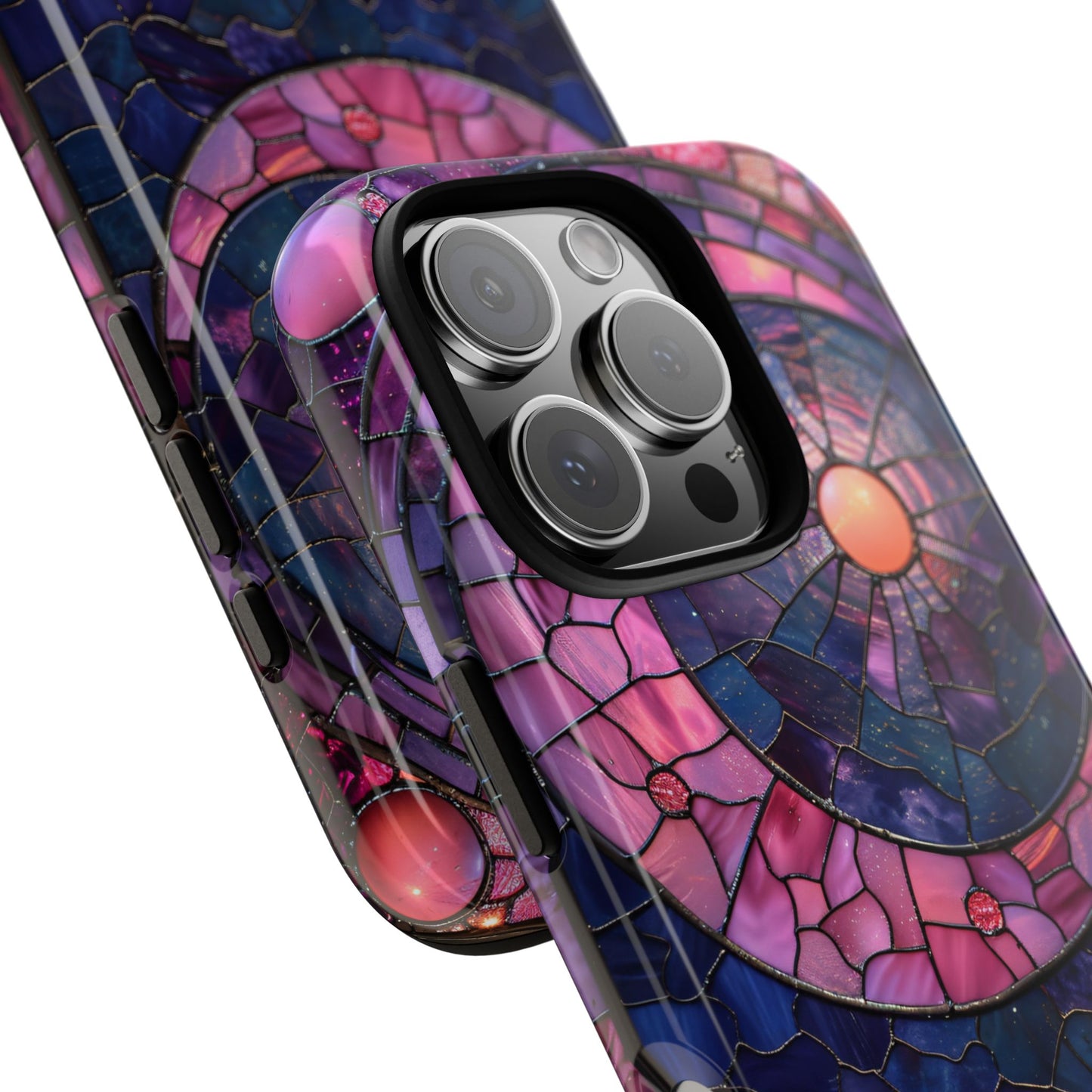 Pink Moon Tough Phone Cases in  Stained Glass Design