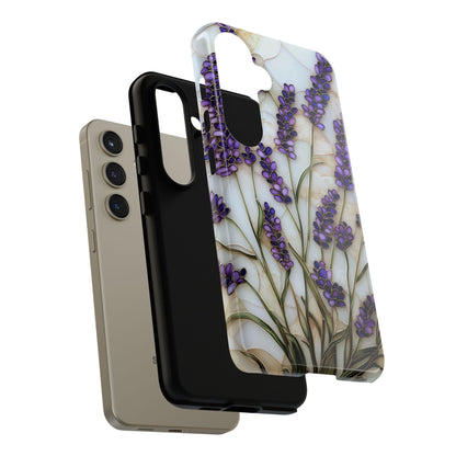 Floral Phone Case With Lavender in Stained Glass Motif