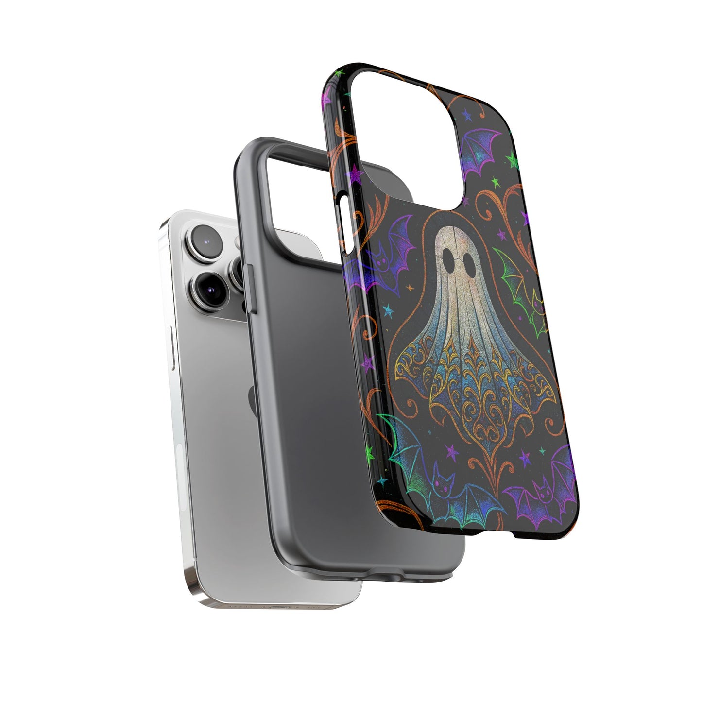 Spooky Cute Ghost Phone Cases - Adorable Neon Bats
