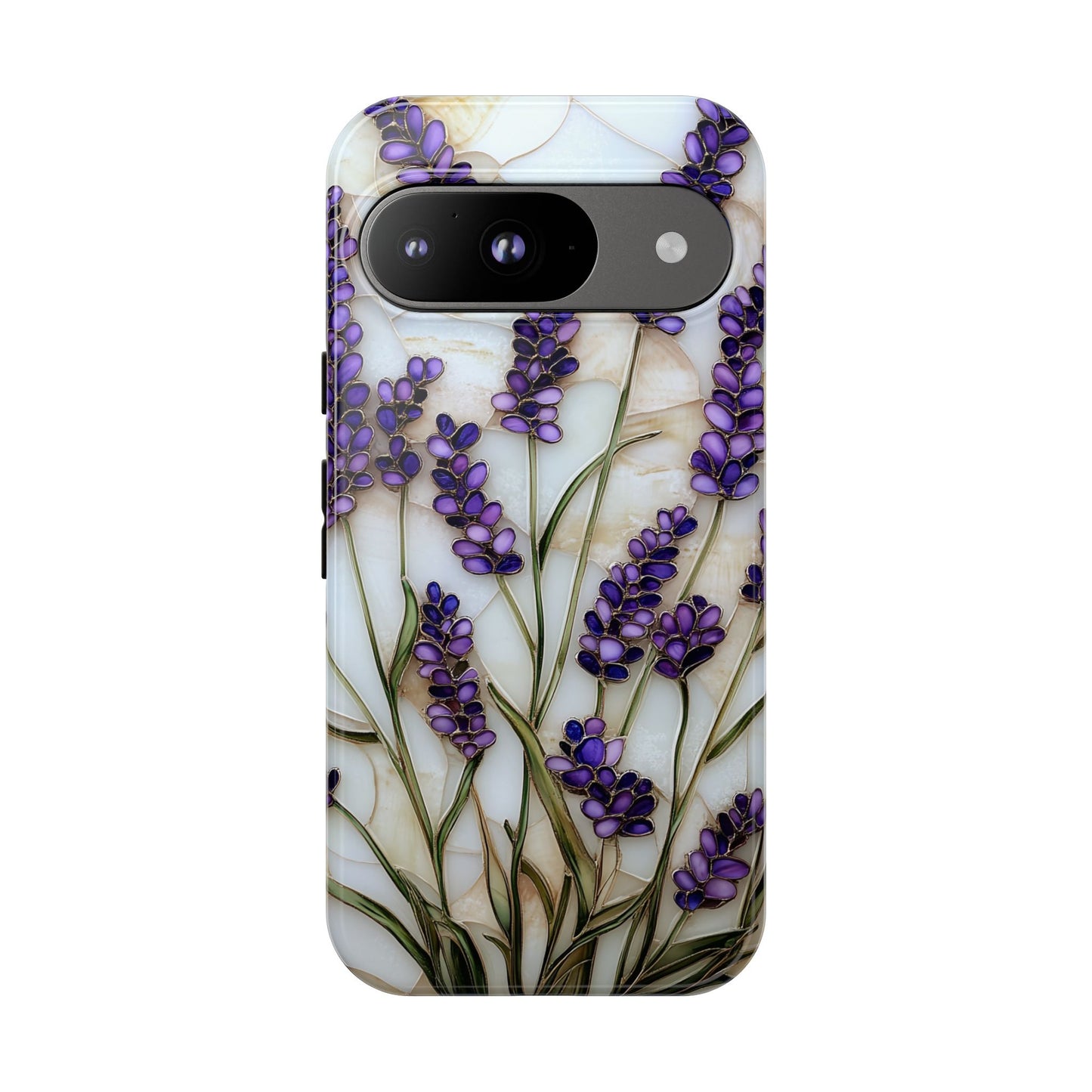 Floral Phone Case With Lavender in Stained Glass Motif