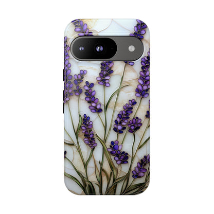 Floral Phone Case With Lavender in Stained Glass Motif