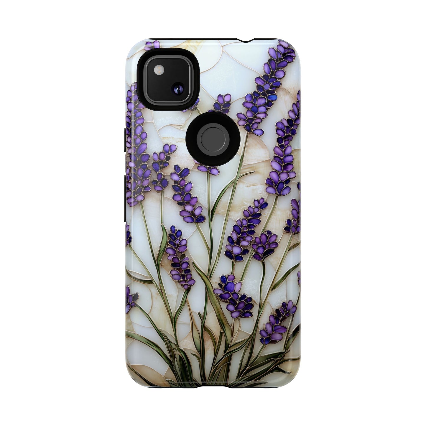 Floral Phone Case With Lavender in Stained Glass Motif