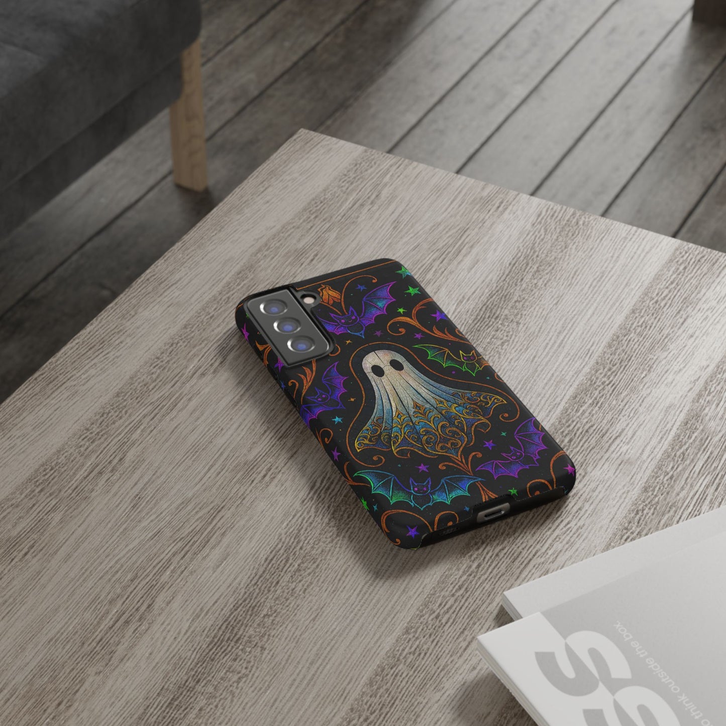 Spooky Cute Ghost Phone Cases - Adorable Neon Bats