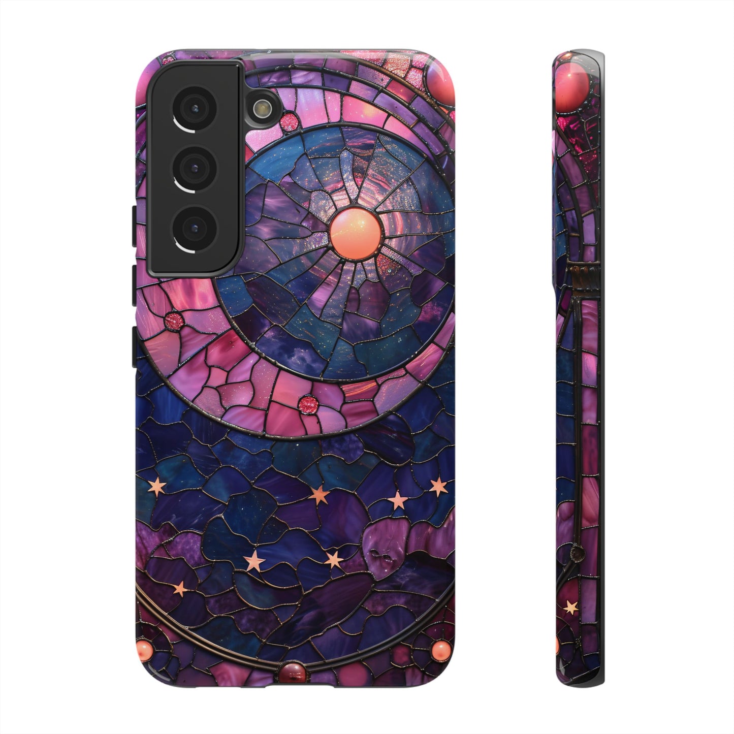 Pink Moon Tough Phone Cases in  Stained Glass Design