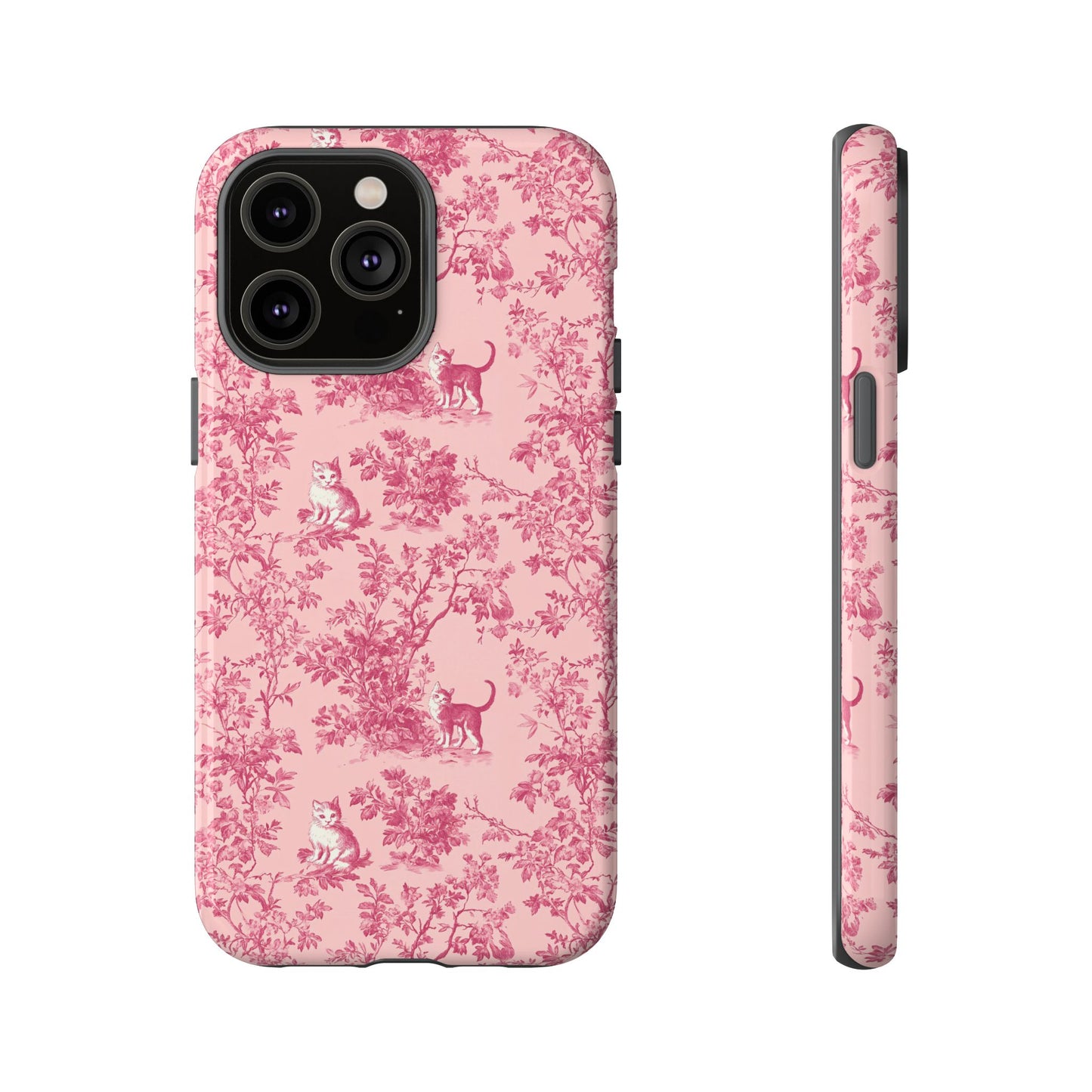 Tough Phone Cases - Cats in Pink Toile De Joyu Motif