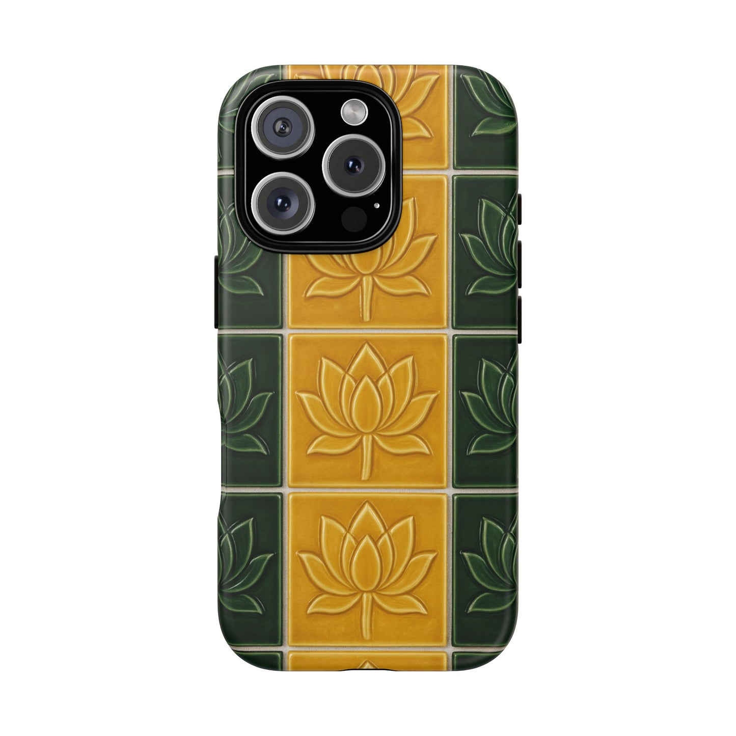 Tough Phone Cases - Mustard Yellow & Green Ceramic Tile From Caldas Da Rhaina, Portugal