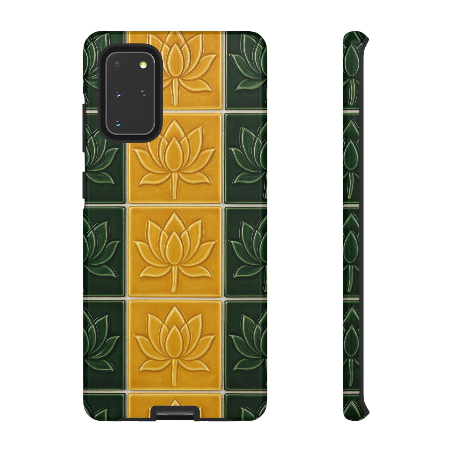 Tough Phone Cases - Mustard Yellow & Green Ceramic Tile From Caldas Da Rhaina, Portugal
