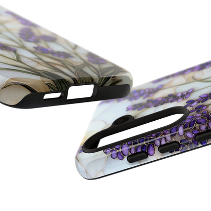 Floral Phone Case With Lavender in Stained Glass Motif
