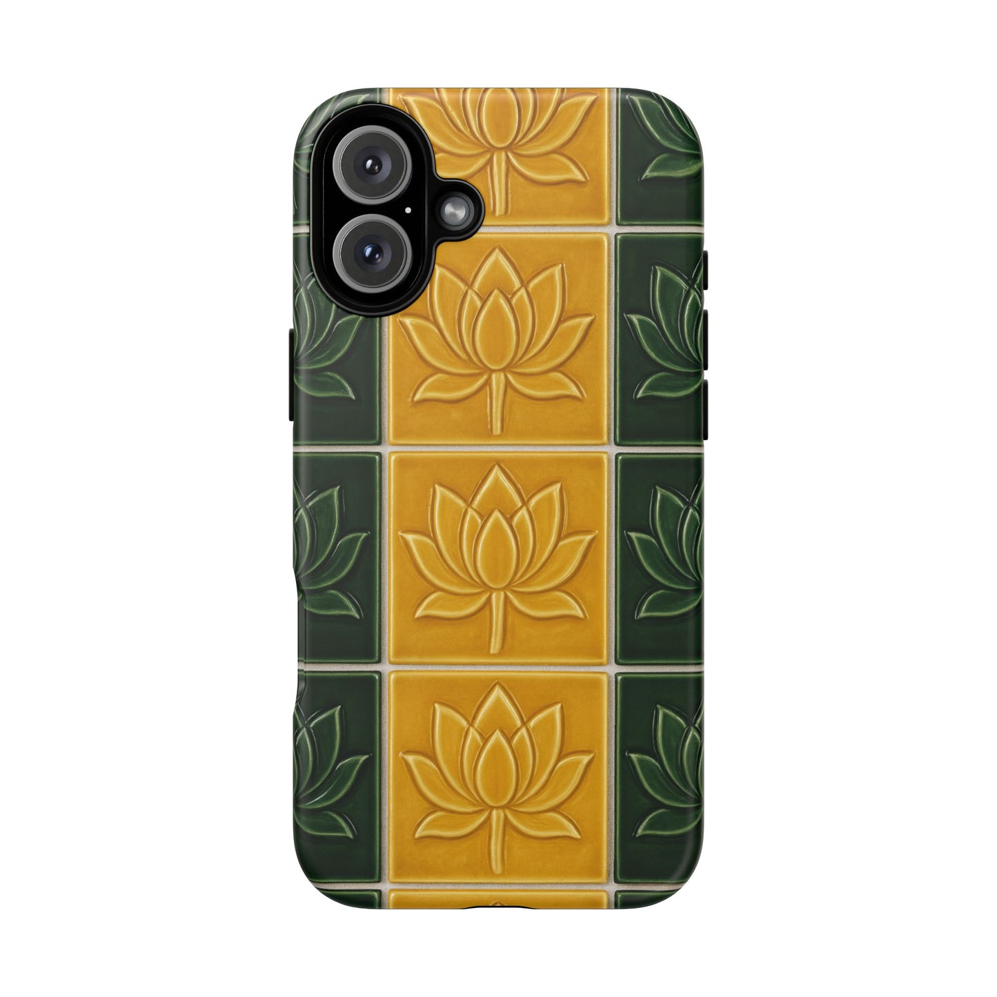 Tough Phone Cases - Mustard Yellow & Green Ceramic Tile From Caldas Da Rhaina, Portugal