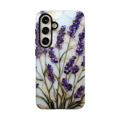 Floral Phone Case With Lavender in Stained Glass Motif