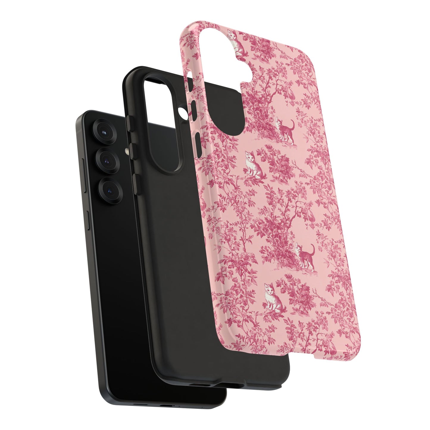Tough Phone Cases - Cats in Pink Toile De Joyu Motif
