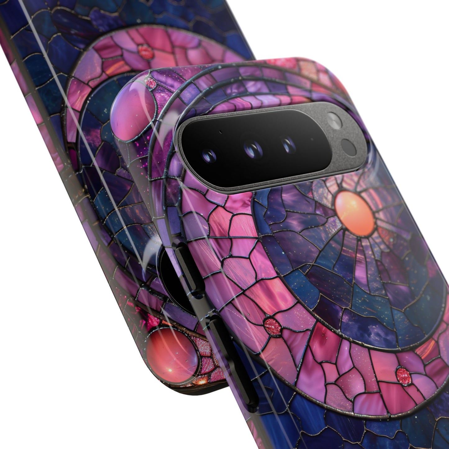 Pink Moon Tough Phone Cases in  Stained Glass Design