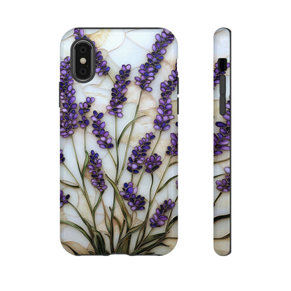Floral Phone Case With Lavender in Stained Glass Motif