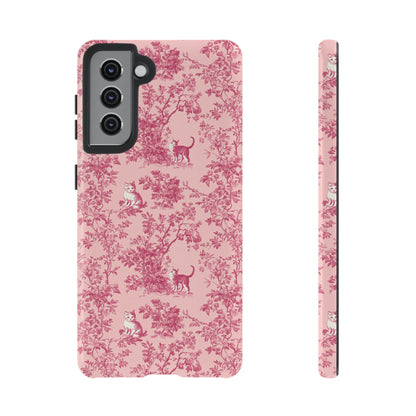 Tough Phone Cases - Cats in Pink Toile De Joyu Motif