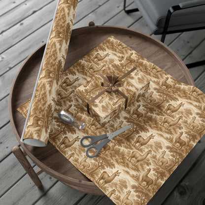 Toile De Joyu Gift Wrapping Paper With Llamas, Vintage Style Alpacas Present Wraps